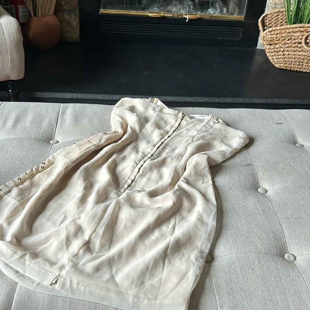 H&M Creme Sequenced Strapless Mini Dress Size 12 - Picture 8 of 9